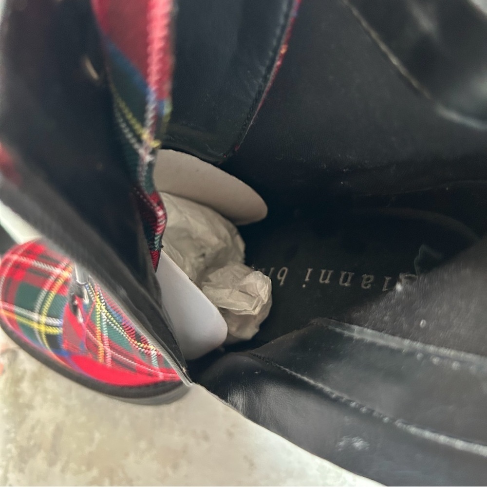 Gianni Bini Plaid Chunky Lug Sole Lace-up Platform Heeled Bootie - Picture 6 of 7